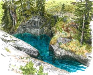 Skizze des Wasserkraftwerks Sousbach